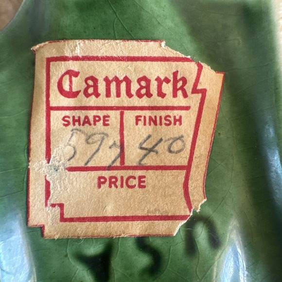 Camark Pottery Vase Calla Lily Leaf Green 8" Shape 597 Original Stickers 1940s - Picture 7 of 11